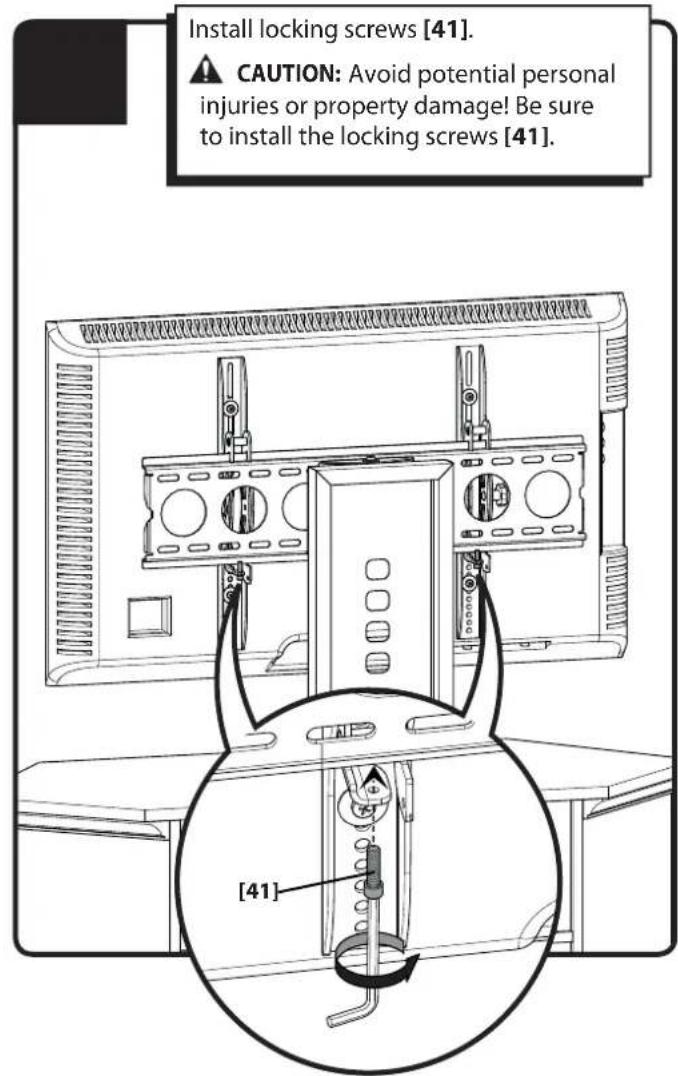 Install locking screws [41]. CAUTION: Avoid potential personal injuries or property damage! Be sure to install the locking screws [41]. [41]