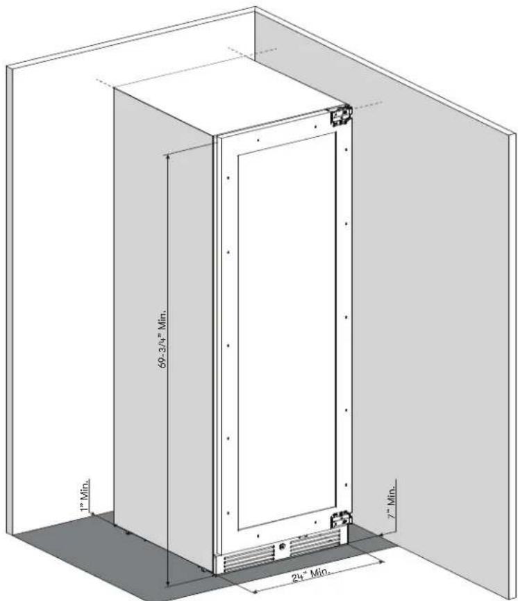 Zephyr Presrv PRW24F02CPG - Installation Clearance Requirements - 1