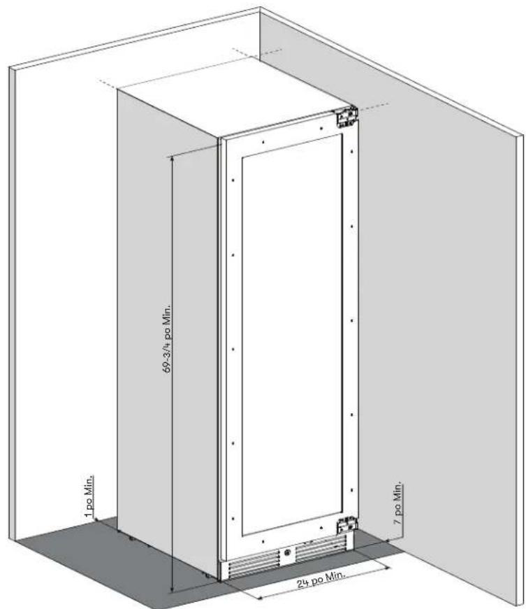 Zephyr Presrv PRW24F02CPG - Espace libre requis pour l'installation - 1