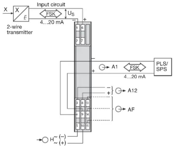 Camille Bauer Sineax B811 - Connection of the input circuit, output and power supply leads - 1