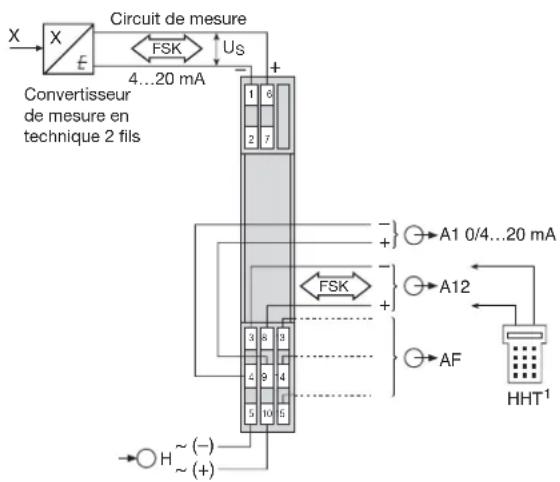 Camille Bauer Sineax B811 - Raccordement des lignes MSK, sorties et alimentation auxiliaire - 3
