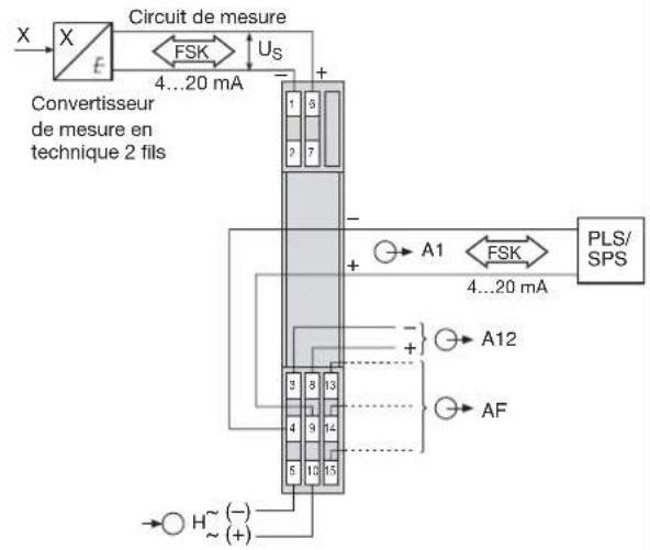 Camille Bauer Sineax B811 - Raccordement des lignes MSK, sorties et alimentation auxiliaire - 5