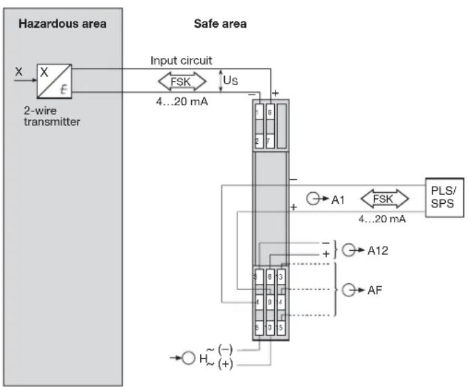 Camille Bauer Sineax B811 - Connection of the input circuit, output and power supply leads - 2