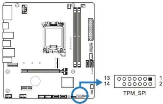 BIOSTAR H610MTE - TPM_SPI: 可信平台模块头 - 1