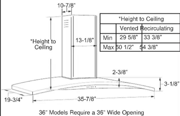 GE UVW7361SWSS - PRODUCT DIMENSIONS - 2