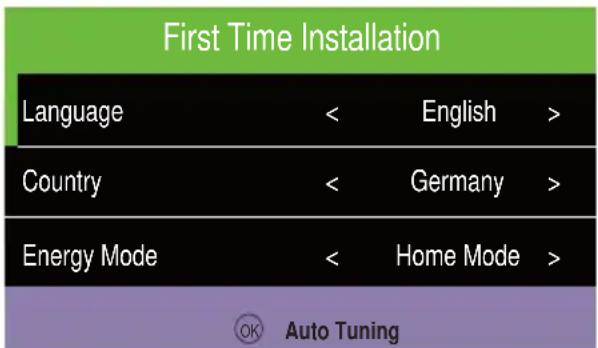 Caratec Vision CAV240XDB - Initial Installation for Reception via DVB-C/DVB-T. - 1