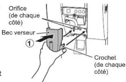 Hoshizaki DCM120KEPHC - [b] Nettoyage/désinfection du panneau avant, du bec verseur, du bouton-poussoir et de la sortie de distribution de glaçons (quotidiennement) - 1