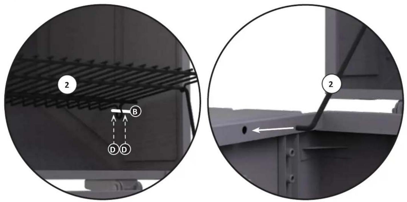 Technical diagram showing structural components with labeled parts (A, B, C, D) and directional arrows indicating movement or flow.