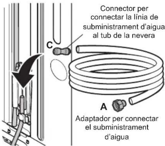 Connector per connectar la línia de subministrament d'aigua al tub de la nevera C A Adaptador per connectar el subministrament d'aigua