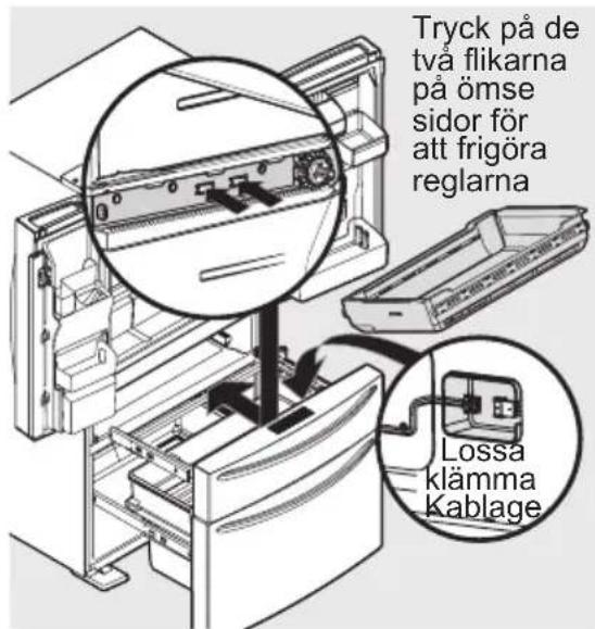 Tryck på de två flikarna på ömse sidor för att frigöra reglarna Lossa klämma Kablage