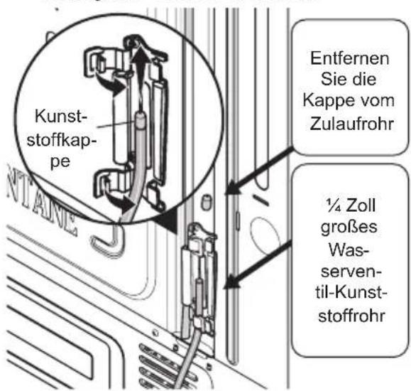 Kunststoffkappe Entfernen Sie die Kappe vom Zulaufrohr ¼ Zoll großes Wasserventil-Kunststoffrohr