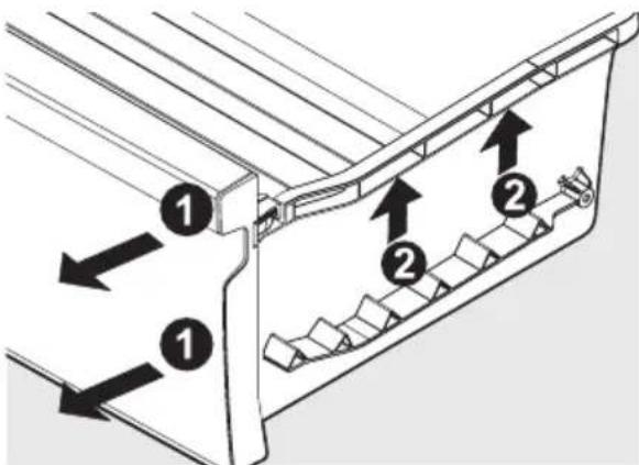 Technical diagram showing structural components with numbered annotations and directional arrows indicating flow or movement.