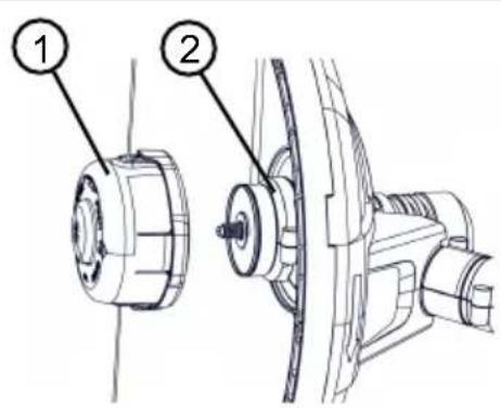 Technical diagram showing two labeled mechanical components with numbered annotations