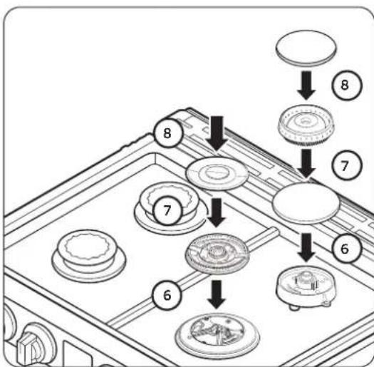 Dacor DOP30T840GS - Rejillas de los quemadores y sus componentes - 2