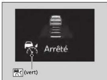 Honda CRV (2025) - Un vehicule devant est detecté dans le rayon d'action de l'ACC avec suivi à basse vitesse et ralentit jusqu'àu point de s'immobiliser - 1