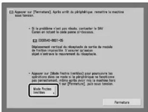 CANON imagePRESS C10000VP - Si un message s'affiche au bas de l'écran : - 2