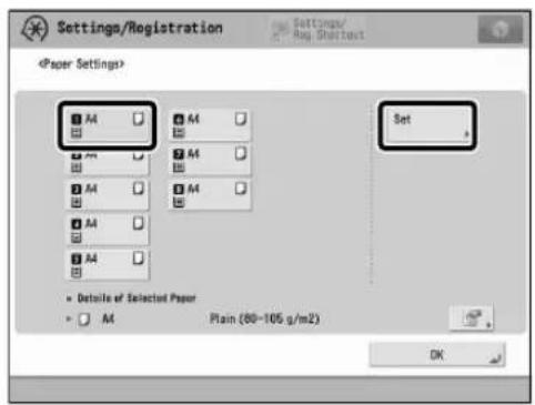 CANON imagePRESS C10000VP - Selecting Paper Types from the Paper Database - 1