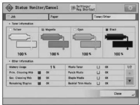 CANON imagePRESS C10000VP - [Toner/Other] screen - 1