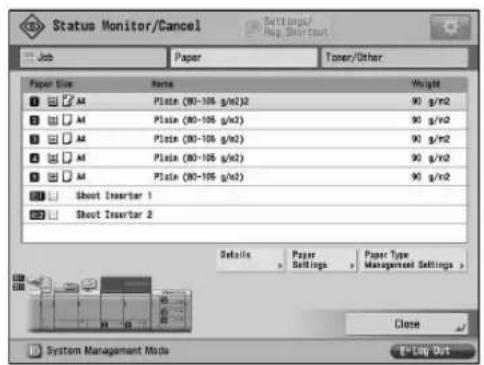 CANON imagePRESS C10000VP - [Paper] screen - 1