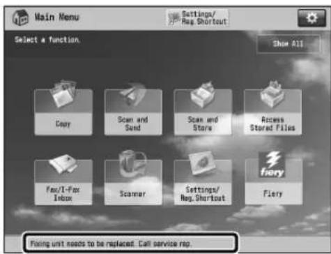 CANON imagePRESS C10000VP - If a message is displayed on the bottom of the screen: - 4