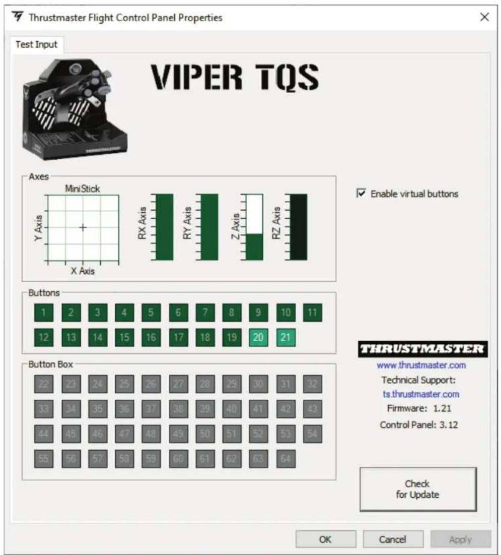 THRUSTMASTER Viper TQS - Enable virtual buttons (Povolit virtuálné tlacítka): - 1
