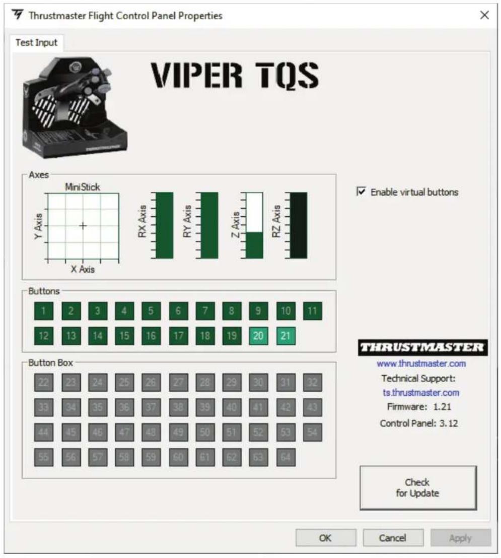 THRUSTMASTER Viper TQS - Enable virtual buttons (启用虚拟按钮): - 1