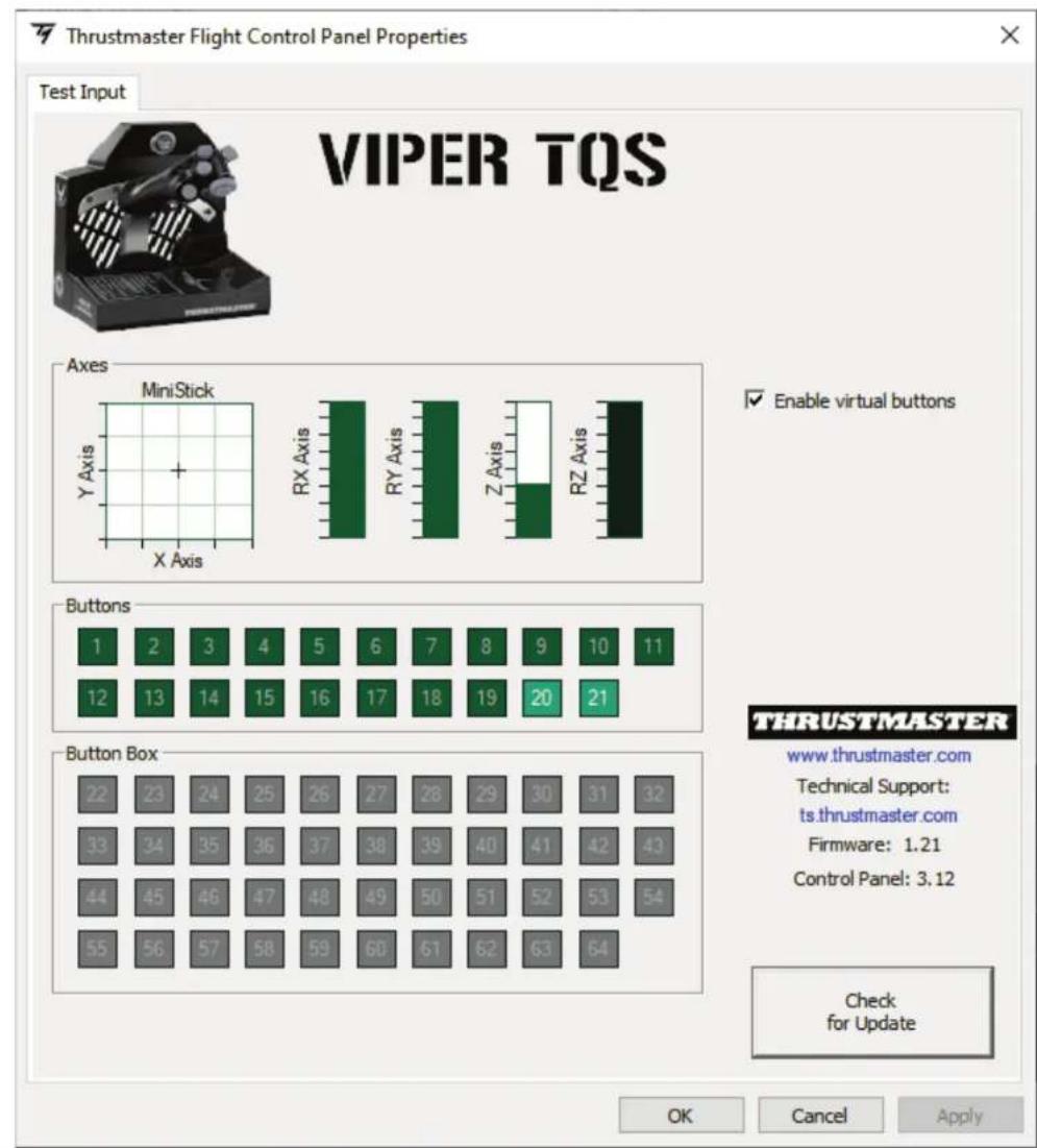 THRUSTMASTER Viper TQS - : (A) Enable virtual buttons - 1