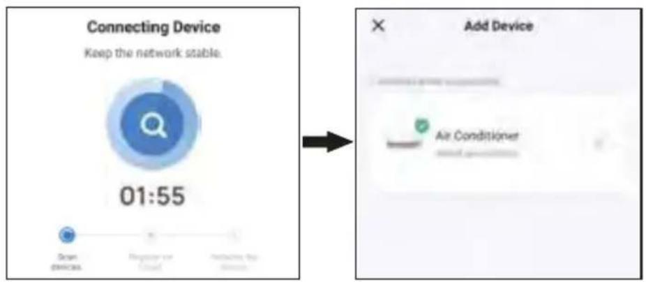 Connecting Device Keep the network stable. 01:55 Scan Devices Register or Cloud Add Device Air Conditioner