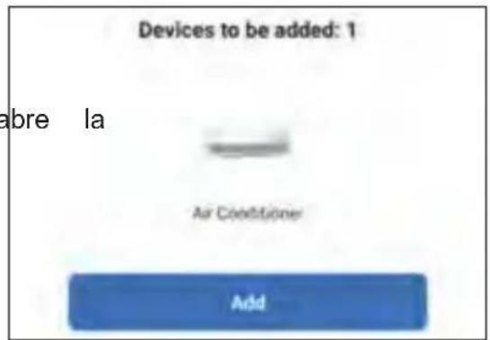 Devices to be added: 1 abre la Air Conditioner Add