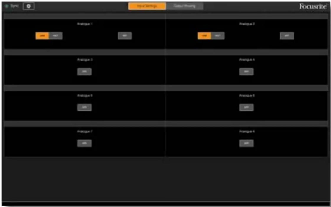FOCUSRITE Clarett+ 4 Pre - LA PAGE INPUT SETTINGS (Réglage des entrées) - 1