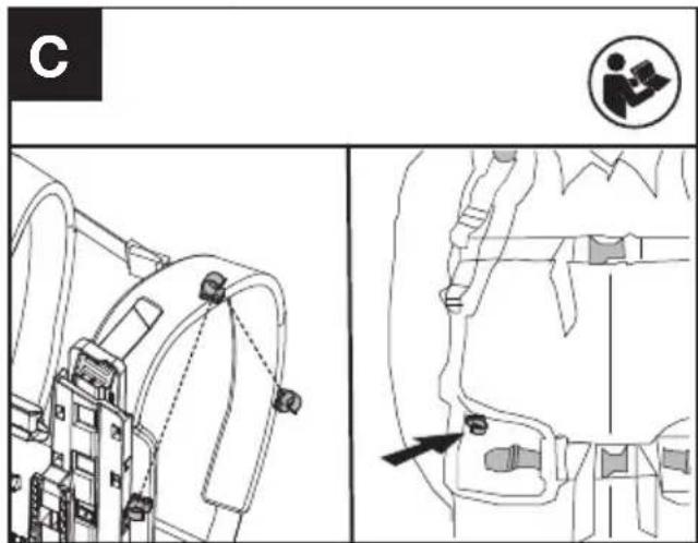 KRESS KAC900 - Befestigen Sie das Kabel in den Tragegurtpositionen.(siehe Abb C) - 1