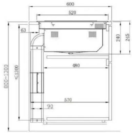 CANDY CIH8I4CF - Dimensions du meuble et du conduit - 2