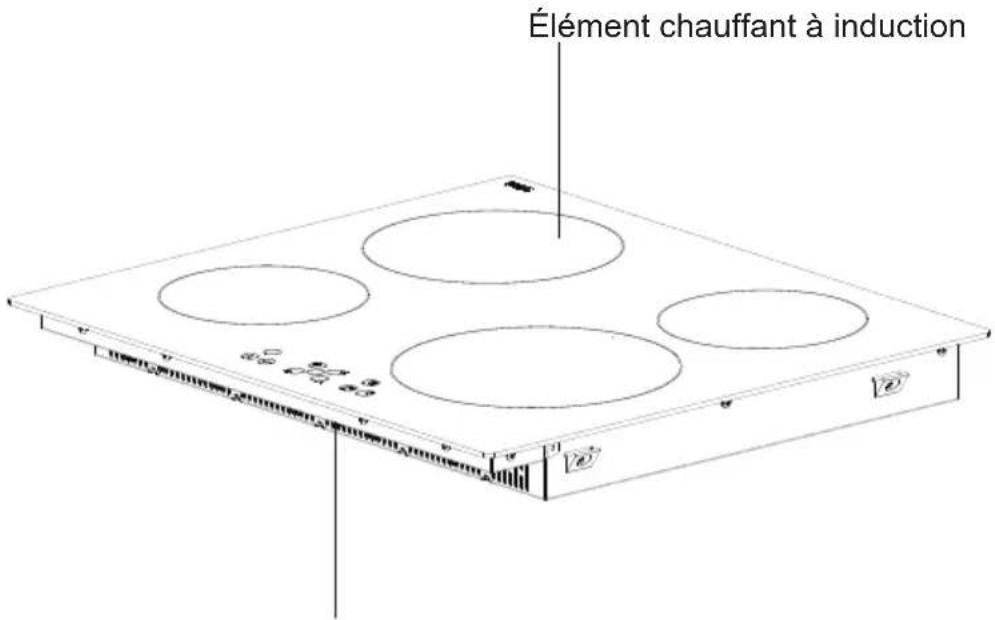 Porter & Charles CI60V - Plaque avec 4 zones de cuisson : - 1