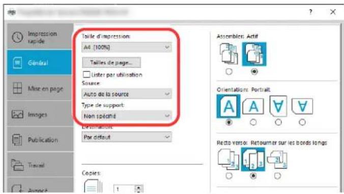 OLIVETTI PGL2750 - Configurer la format de papier d'impression. - 1