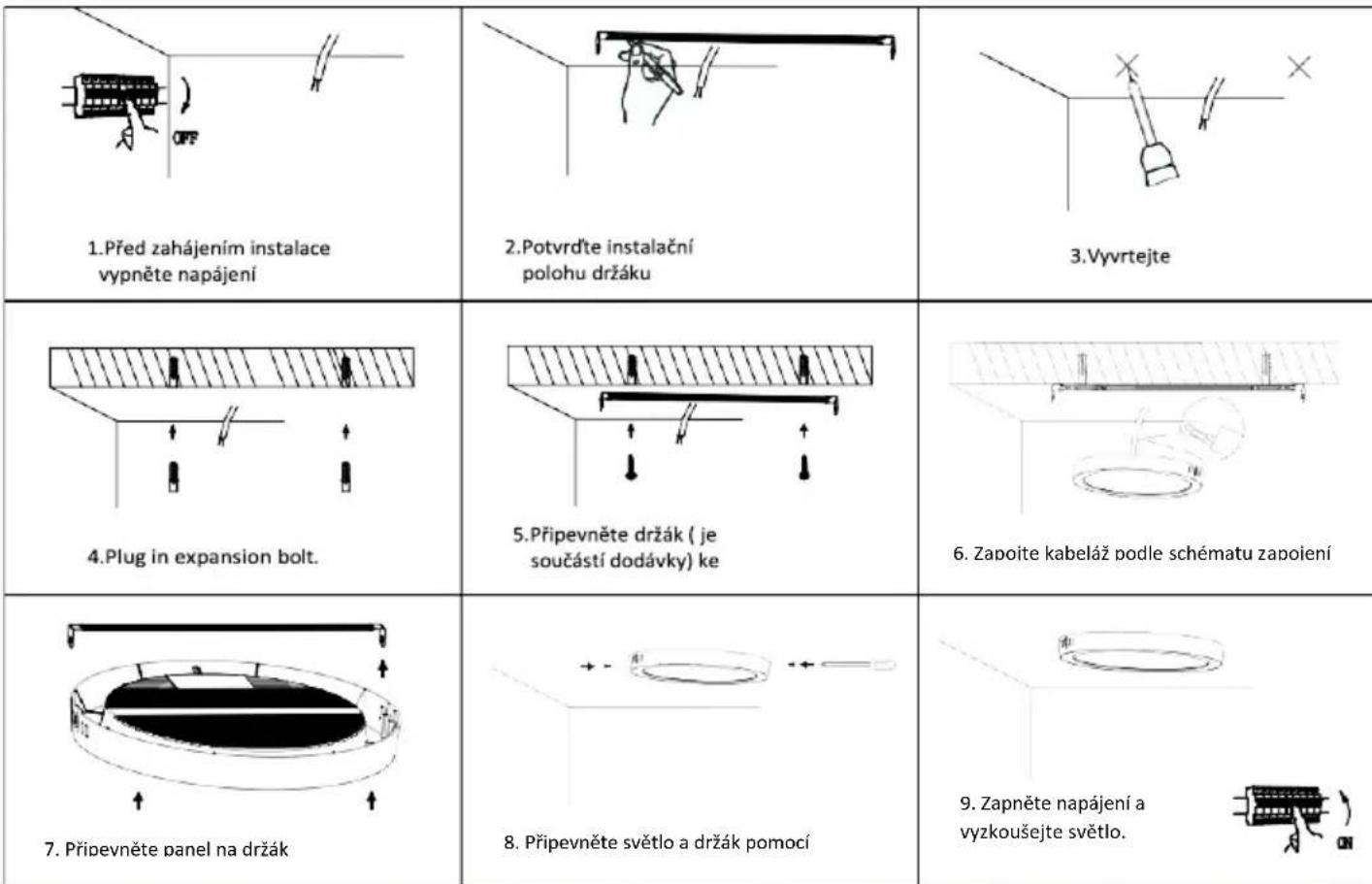 V-TAC VT60024 - INSTALAÇNÍ SCHEMA POVRCHOVÉHO PANELU - 2