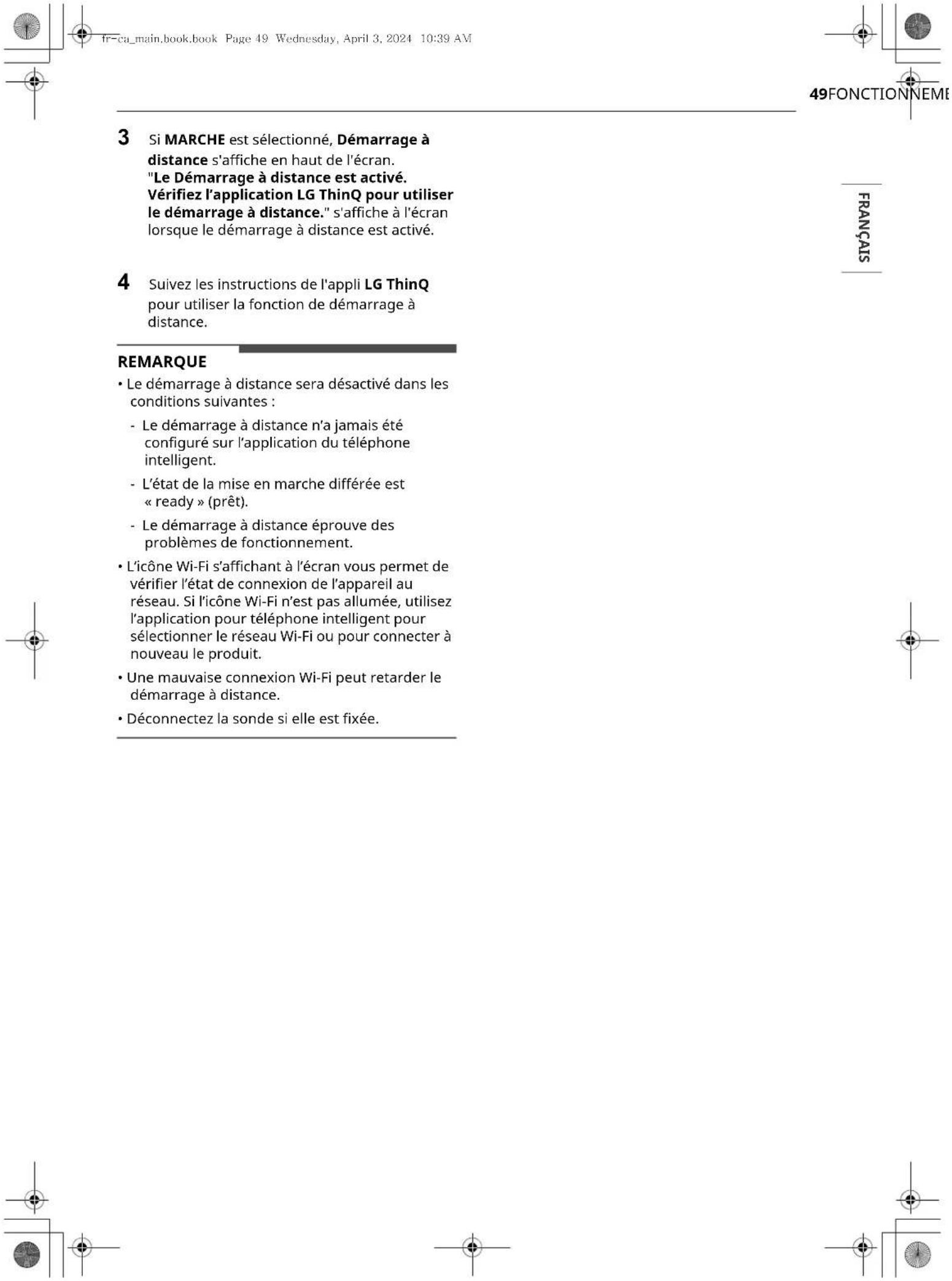LG WSED3067M - Préparation du four pour un démarrage à distance - 1