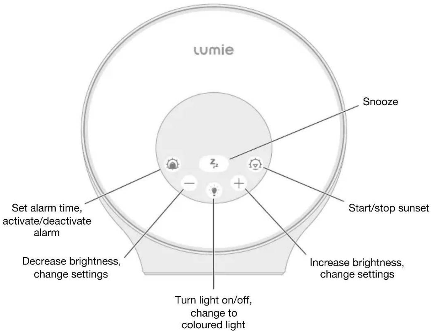 LUMIE Sunrise Alarm - To change the current time - 1