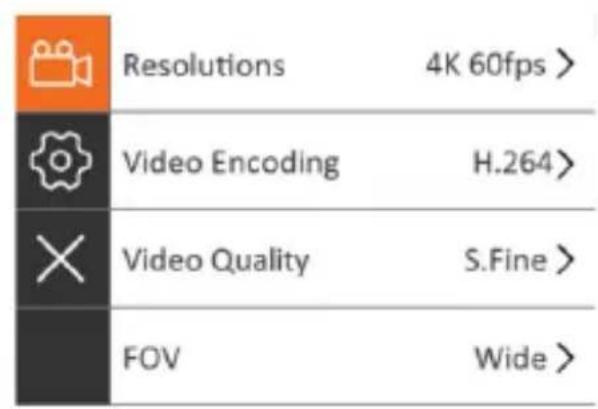 GoXtreme Phantom 4K - Menu réglages généraux video / photo - 2