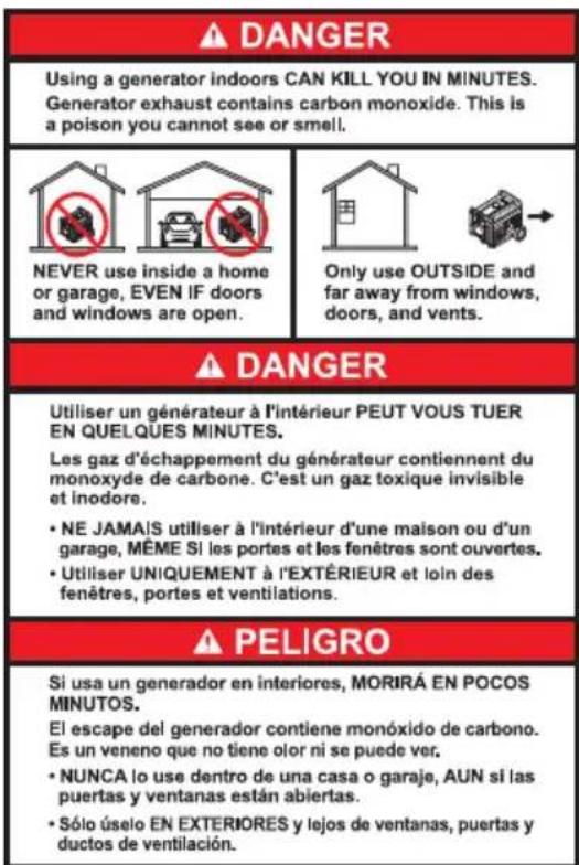 Generac G0076750 - Etiquetas de peligro de reemplazo - 2