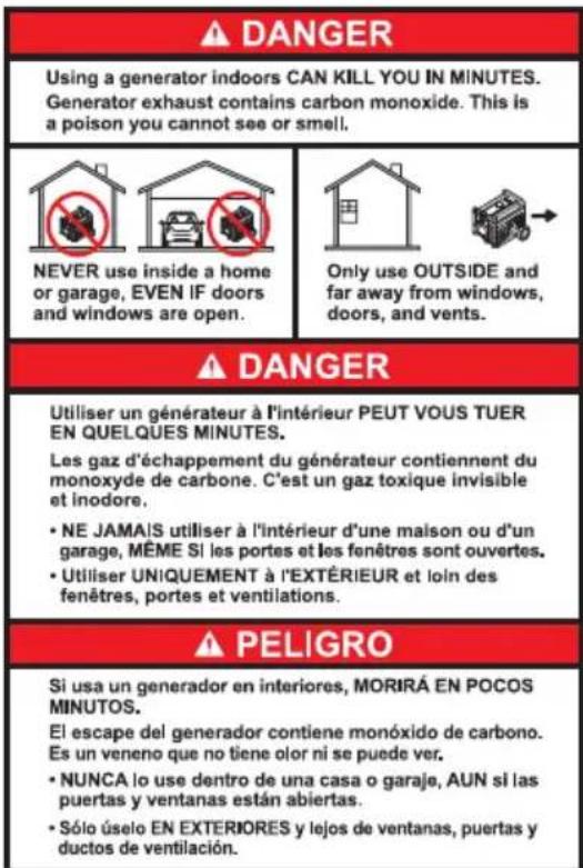 Generac G0076750 - Remplacement des étiquettes de danger - 4