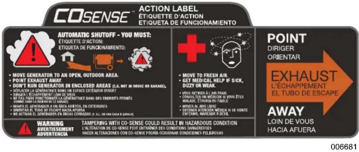 Generac G0076750 - Système de détction de monoxyde de carbone (CO) et de mise à l'arrêt (sur certains modèles) - 1