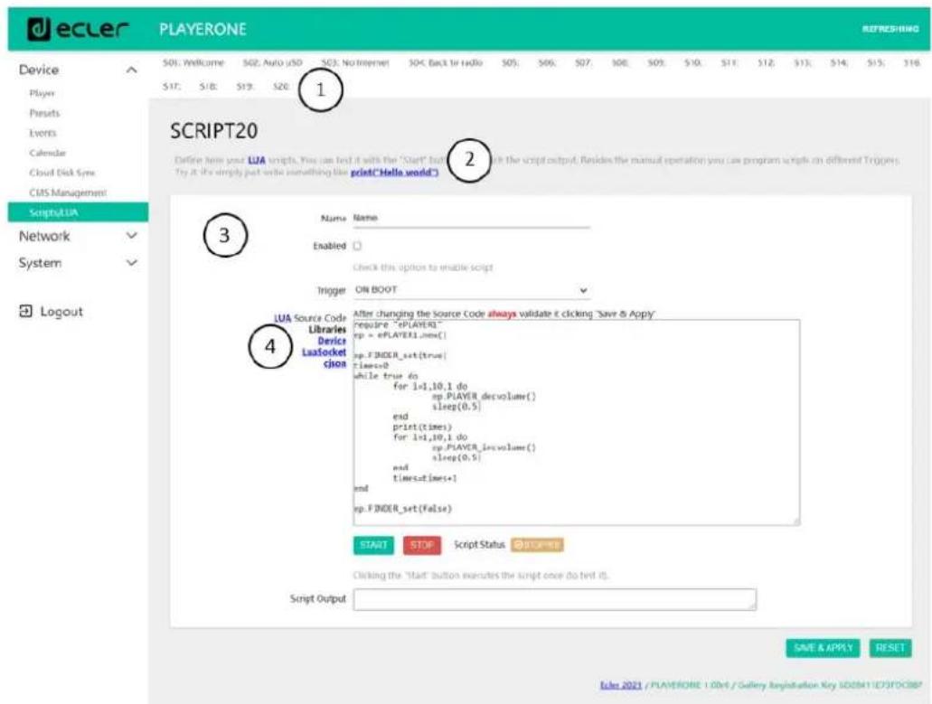 Ecler PLAYER ZERO - SCRIPTS/LUA - 1