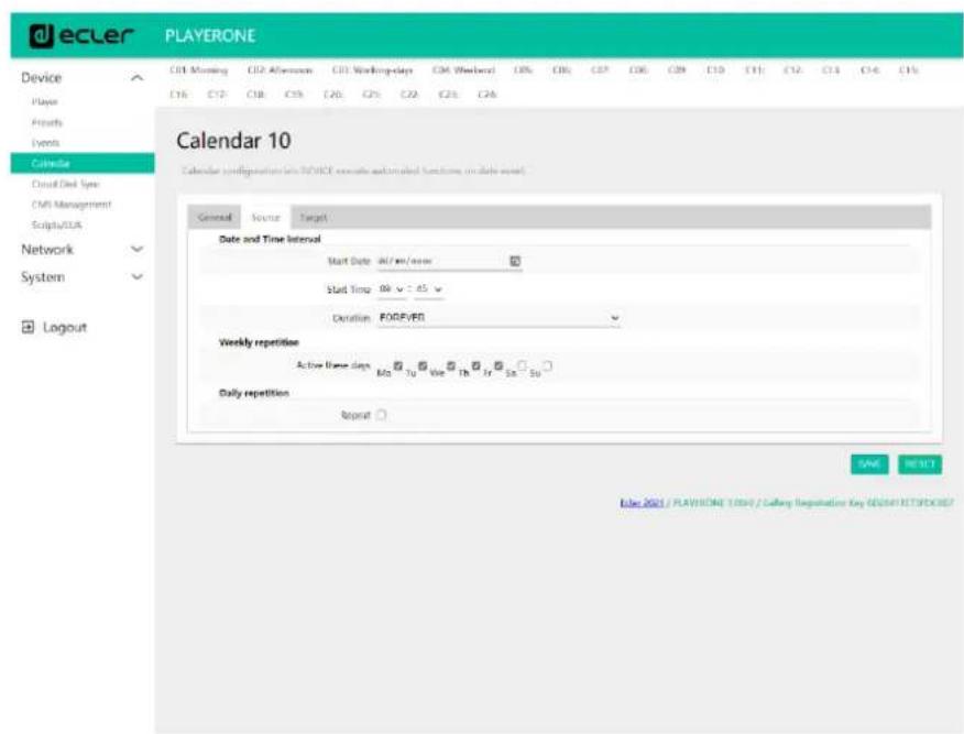 Ecler PLAYER ZERO - ÉVENEMENTS DE CALENDRIER POUR LA MUSIQUE D'AMBIANCE - 2