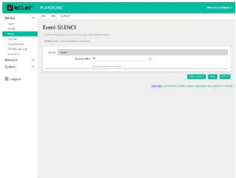 Ecler PLAYER ZERO - ÉVENEMENT SILENCE (DETECTION DE SILENCE) - 1