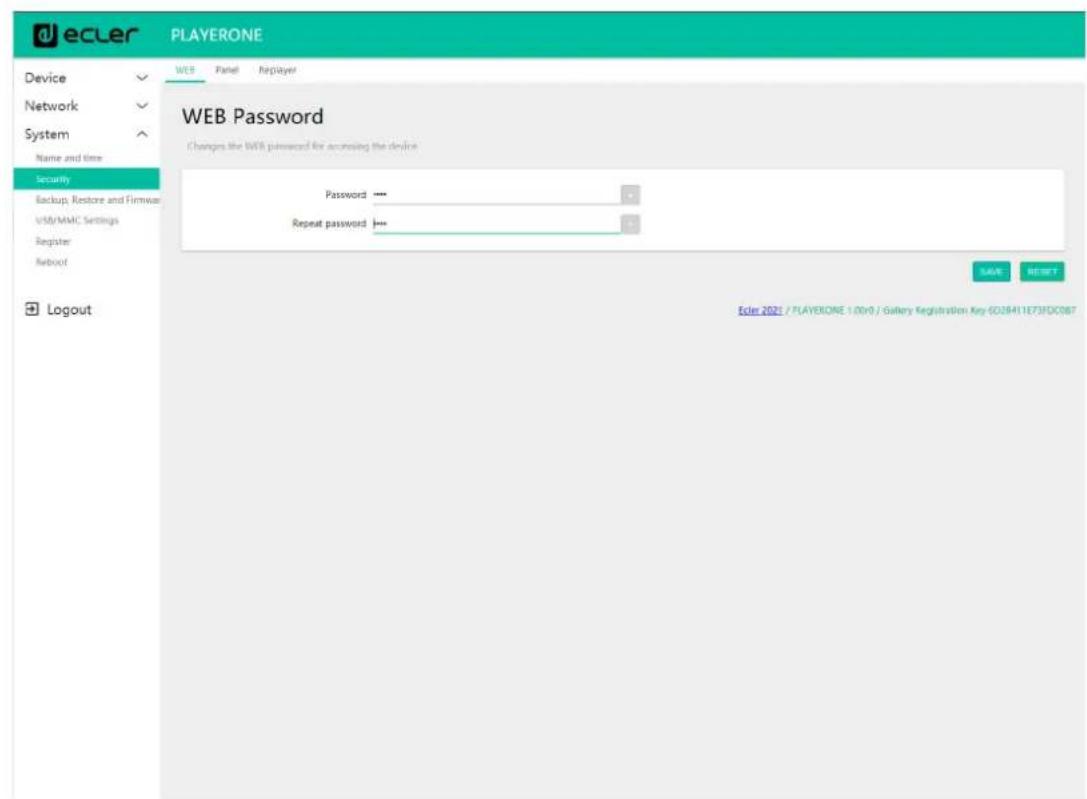 Ecler PLAYER ZERO - WEB PASSWORD (MOT DE PASSE WEB) - 1
