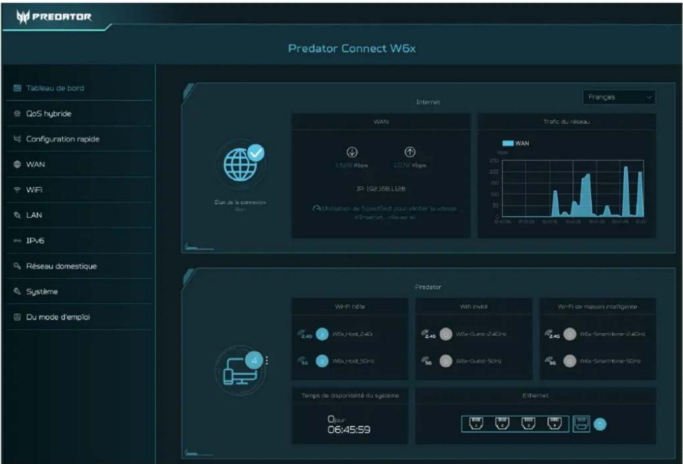 ACER Predator Connect W6x - Tableau de bord - 1