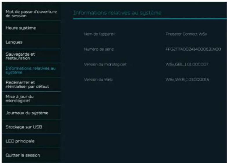 ACER Predator Connect W6x - Informations sur le système - 1