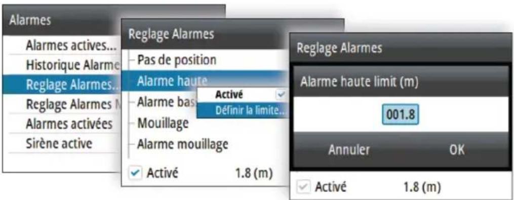 SIMRAD IS42 - Réglages de l'alarme individuelle - 1