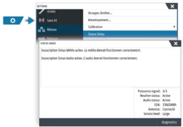SIMRAD NSS evo3S - Fenêtre d'etat Sirius - 1