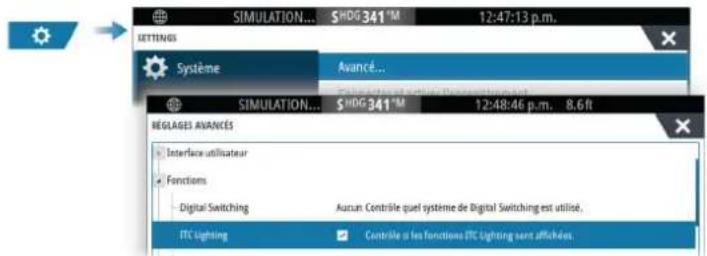 SIMRAD NSS evo3S - Activation/désactivation du contrôleur d'éclairage ITC - 1